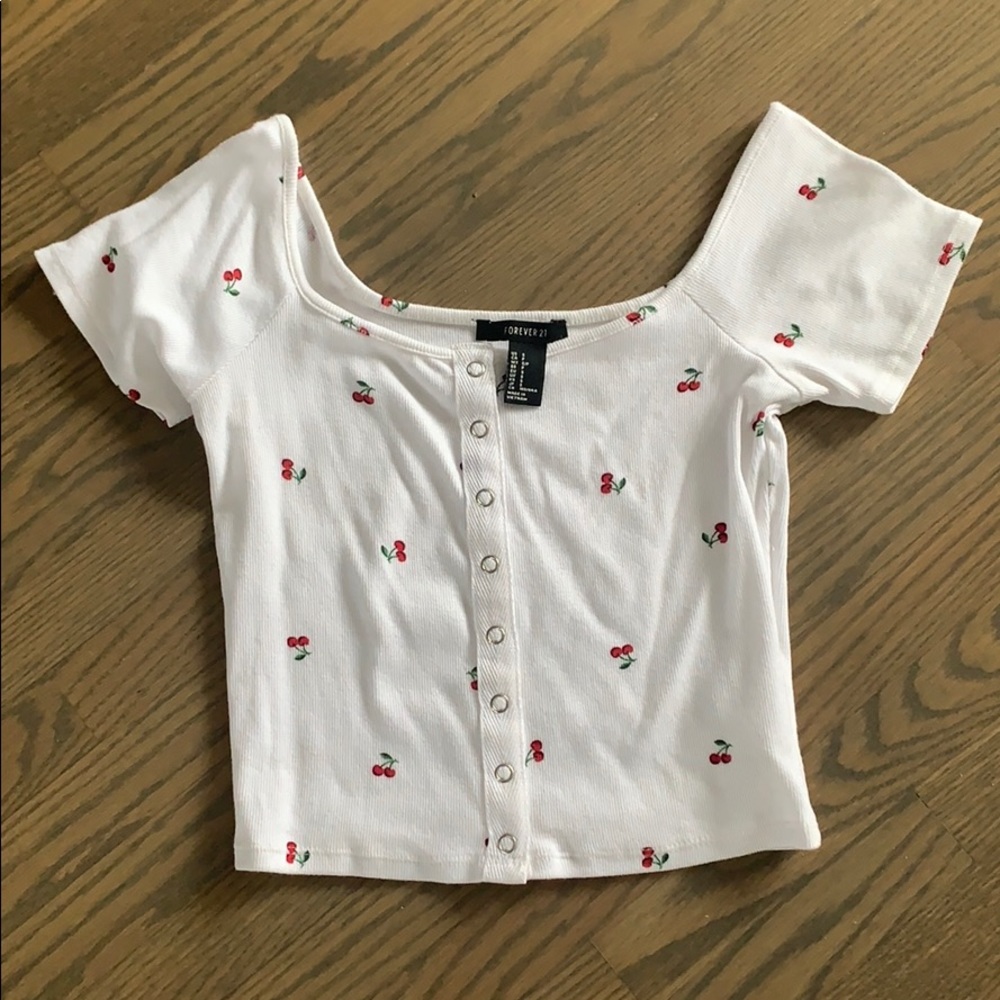 White cherry crop top